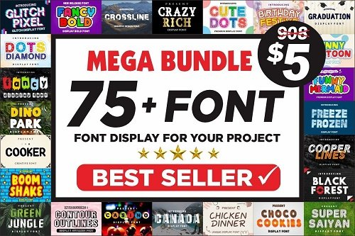 75 Best Display Font Bundle