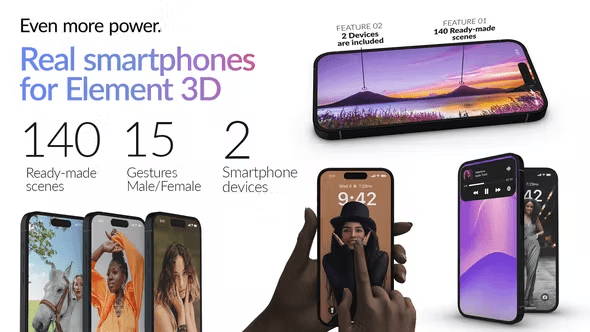 Videohive - Real Smartphones for Element 3D 40921406