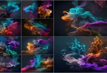 مجموعة خلفيات ألوان الدخان الفنية