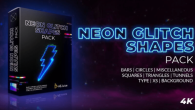 AEJuice Neon Glitch Shapes for After Effects and Premiere Pro