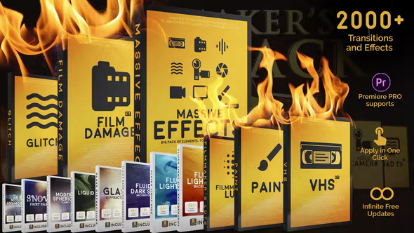 Videohive – Massive Effects Toolkit Big Pack of Presets Transitions and Footages – 24821008