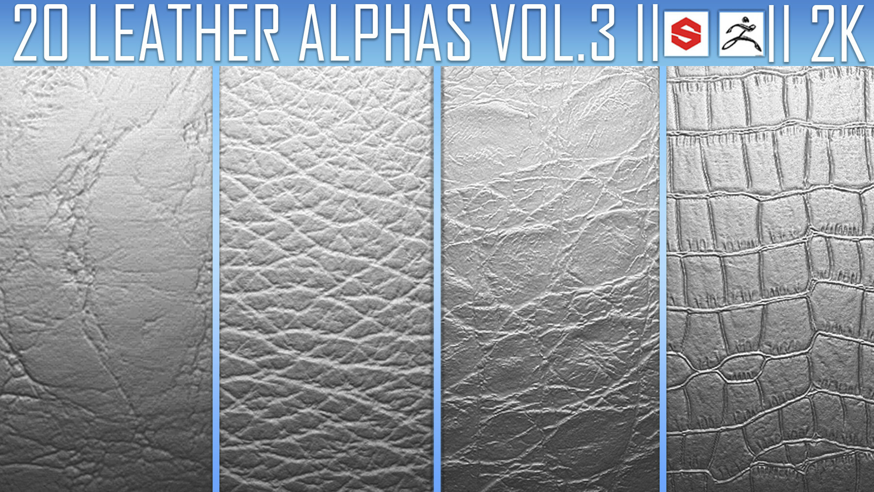 Artstation - 20 Leather Alphas Vol.3 (ZBrush, Substance, 2K)