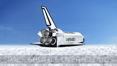 Videohive - Space Shuttle over Clouds - 20968325