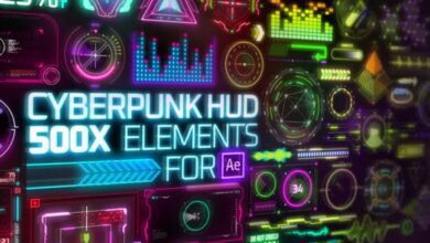 حصريا الحزمة كاملة Videohive - Cyberpunk HUD Elements for After Effects 29060179