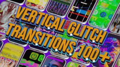 Videohive 110 Vertical Glitch Transition Pack 47875253