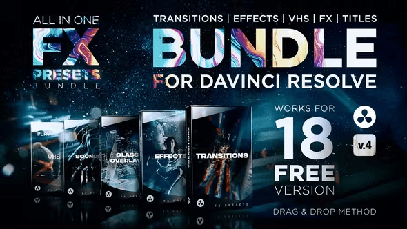 Videohive - DaVinci Resolve FX Presets | Transitions, Effects, Titles, VHS, SFX 30888590