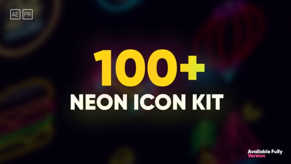 Videohive 100 Neon Icon Set 38535349