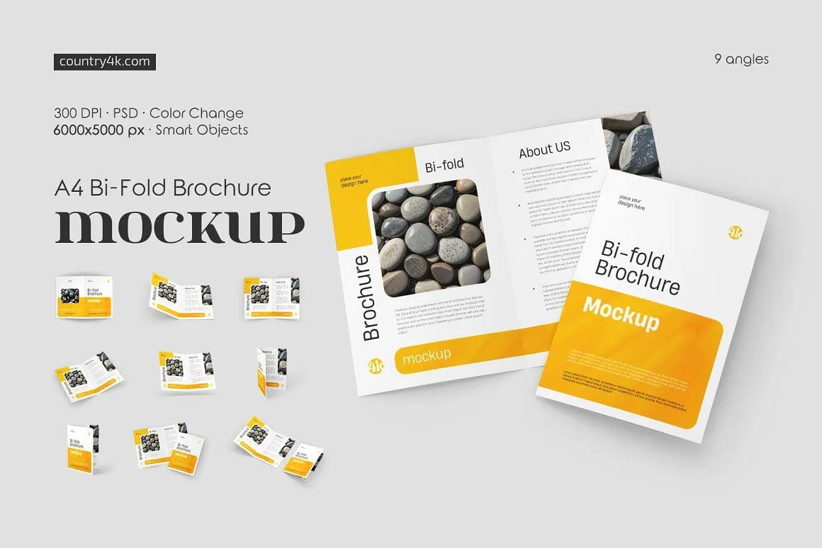 A4 Bi-Fold Brochure Mockup Set - 91983695