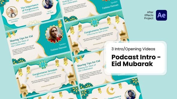 Videohive - Intro/Opening - Podcast Intro Eid Mubarak After Effects Template - 51234356