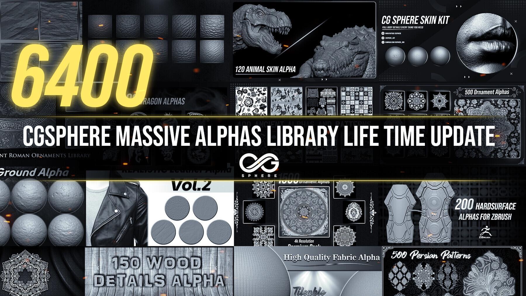 CGSphere Mega Bundle - 8250 Alphas and Brushes For Zbrush