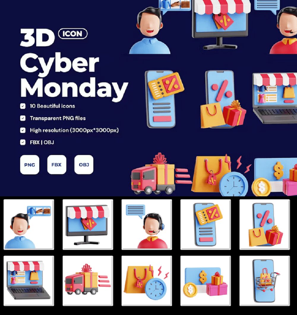 Cyber Monday Vol 1 - 3D Icon Set Z29C58R
