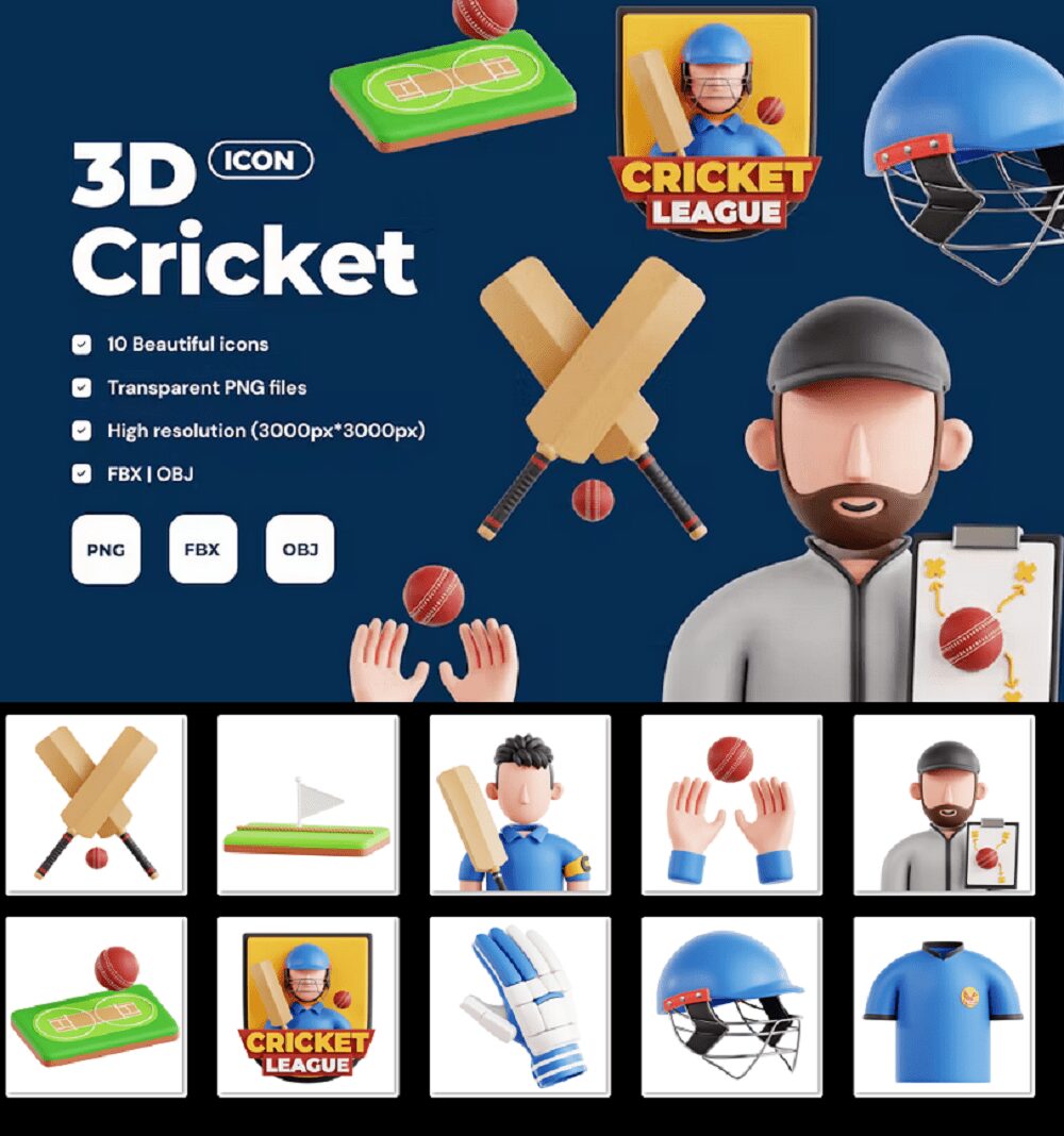 Cricket Vol 1 - 3D Icon Set KWLJBZV