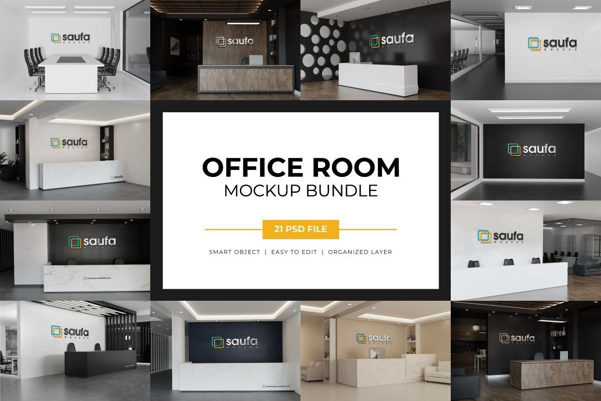 Office Room Mockup Bundle - 21 Premium Graphics