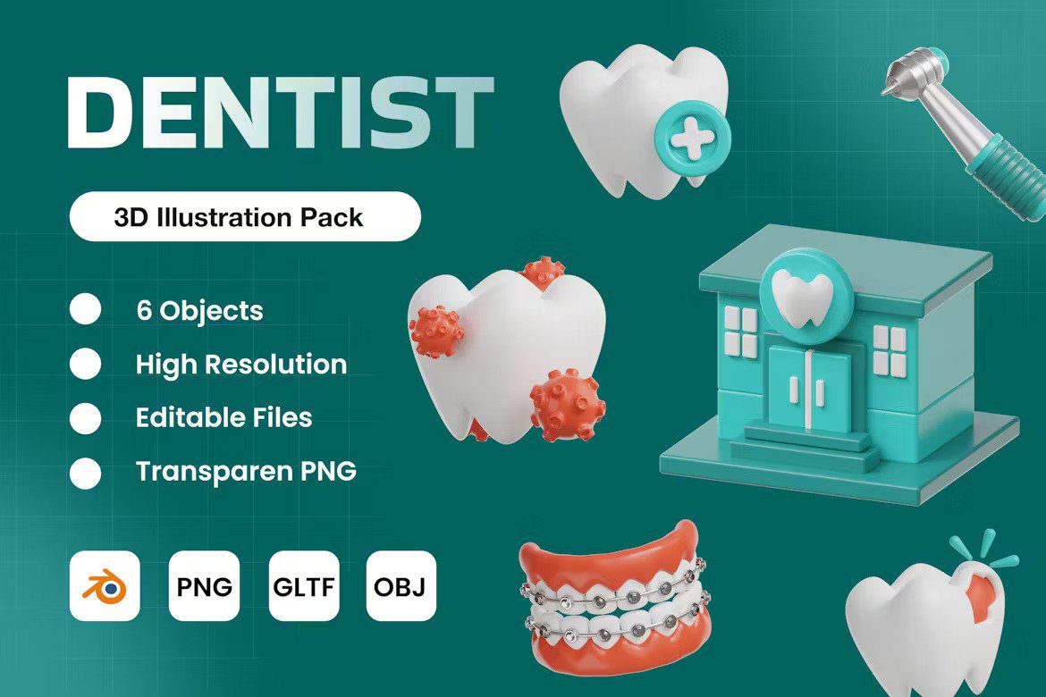 Dentist 3D Icon Pack K3YCQCU