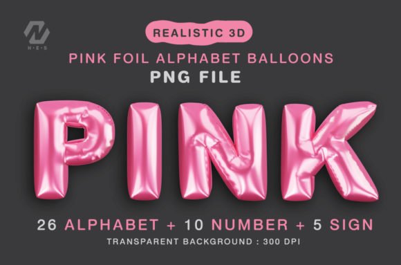 Pink Foil Alphabet Balloon Realistic PNG