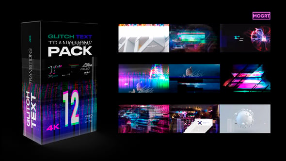 Videohive Glitch Text Transitions Pack 12 MOGRT 54337281