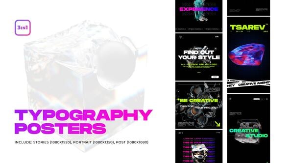 Videohive Typography Posters 3 in 1 54449454