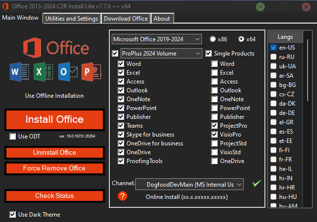 Office 2013-2024 C2R Install + Lite v7.7.7.7 r11