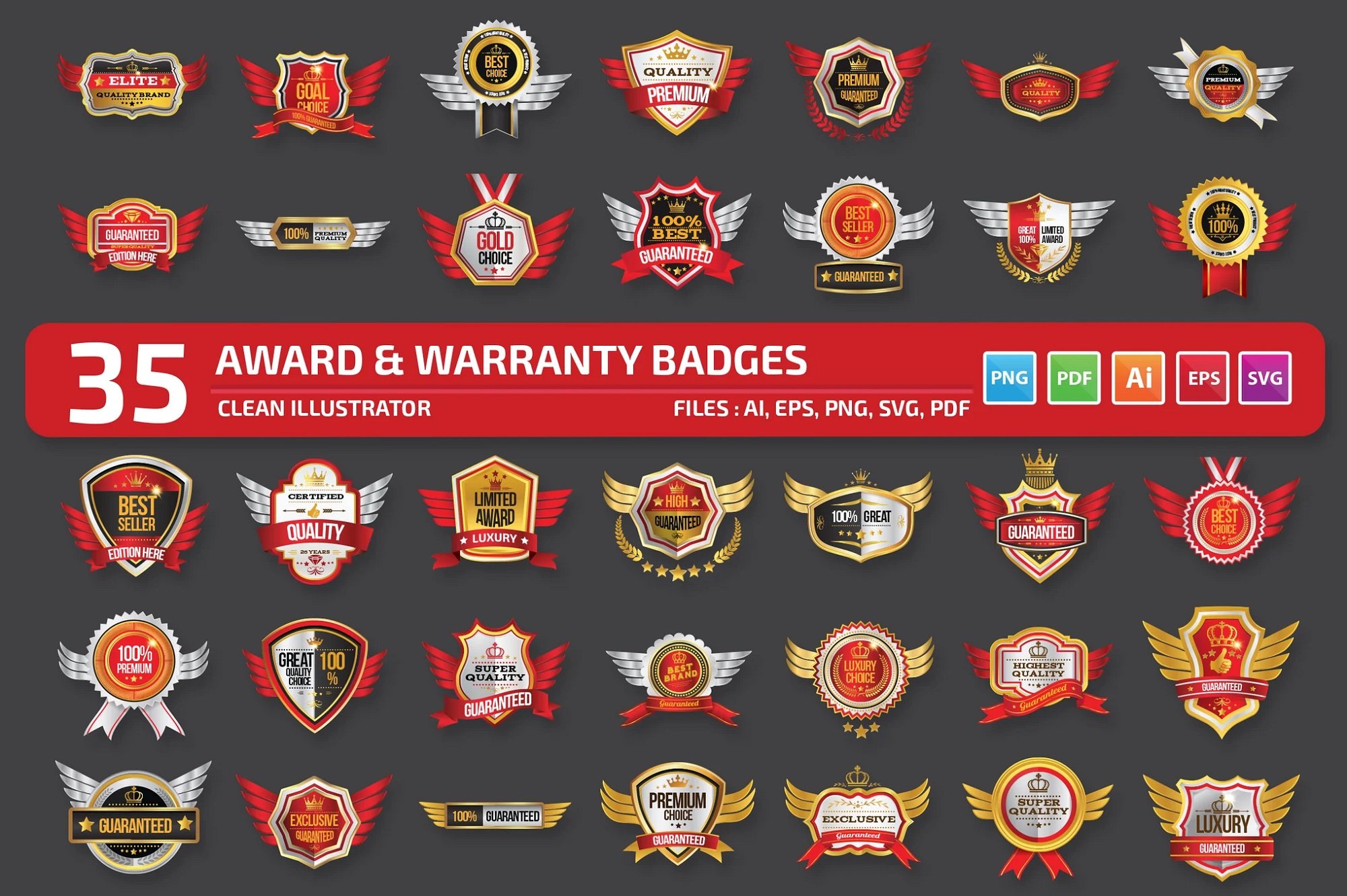 Award Warranty Badges Design 3F72NQT