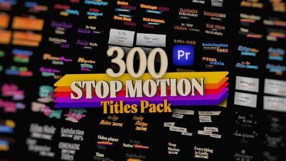 Videohive - Stop Motion Text Overlays Pack for Premiere Pro: Pop Up, Cartoon, Paper, Wedding, Brush & More - 54252638