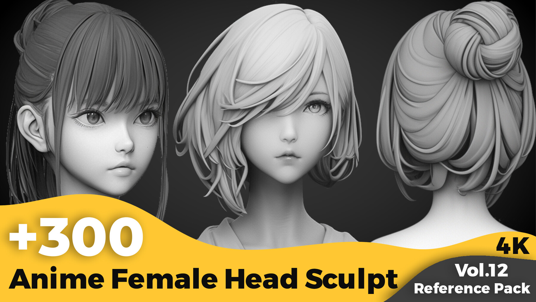 Tika Art | +300 Anime Female Head Sculpt Reference Images(4k)