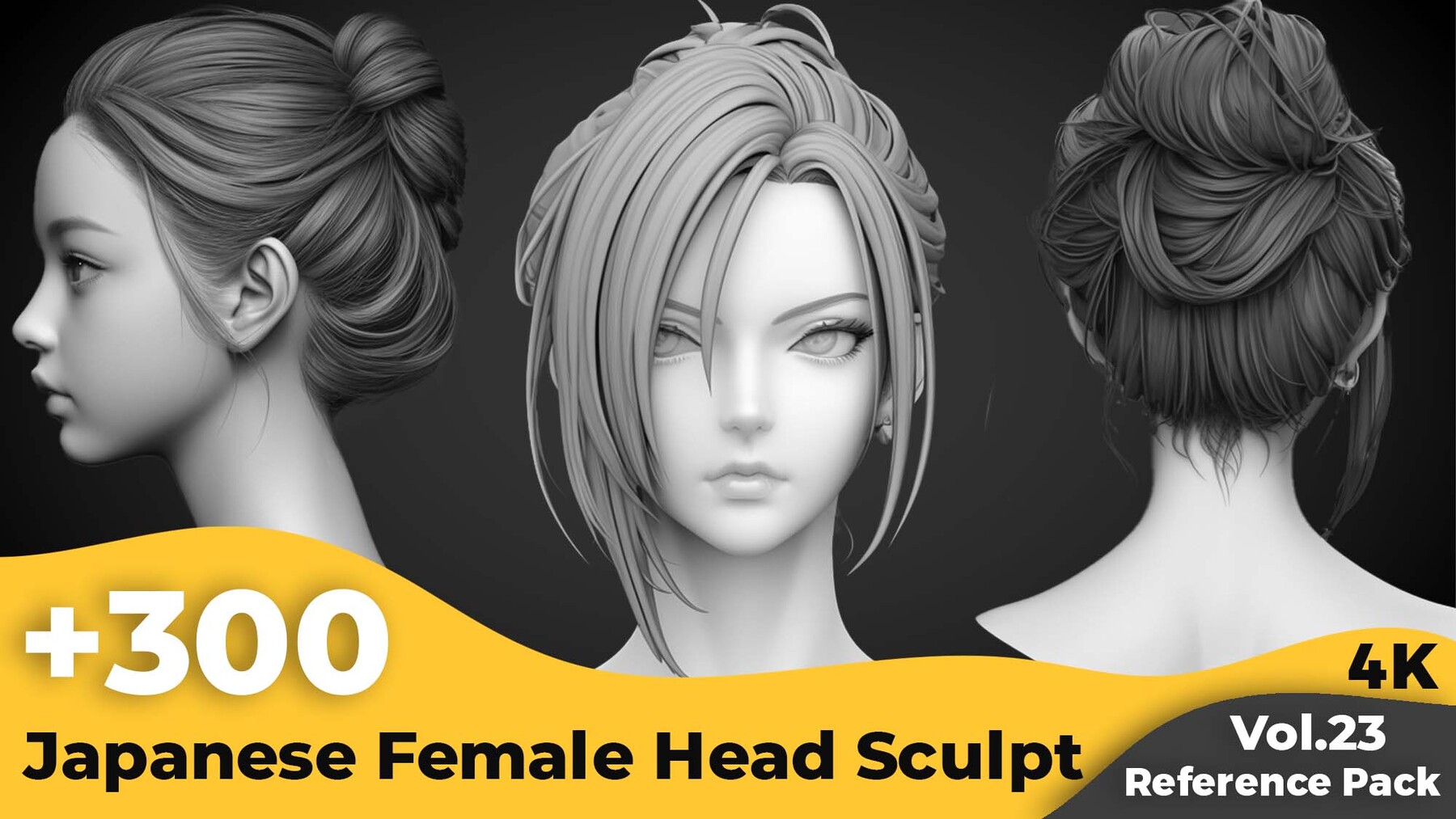 Tika Art | +300 Japanese Female Head Sculpt Reference Images(4k)