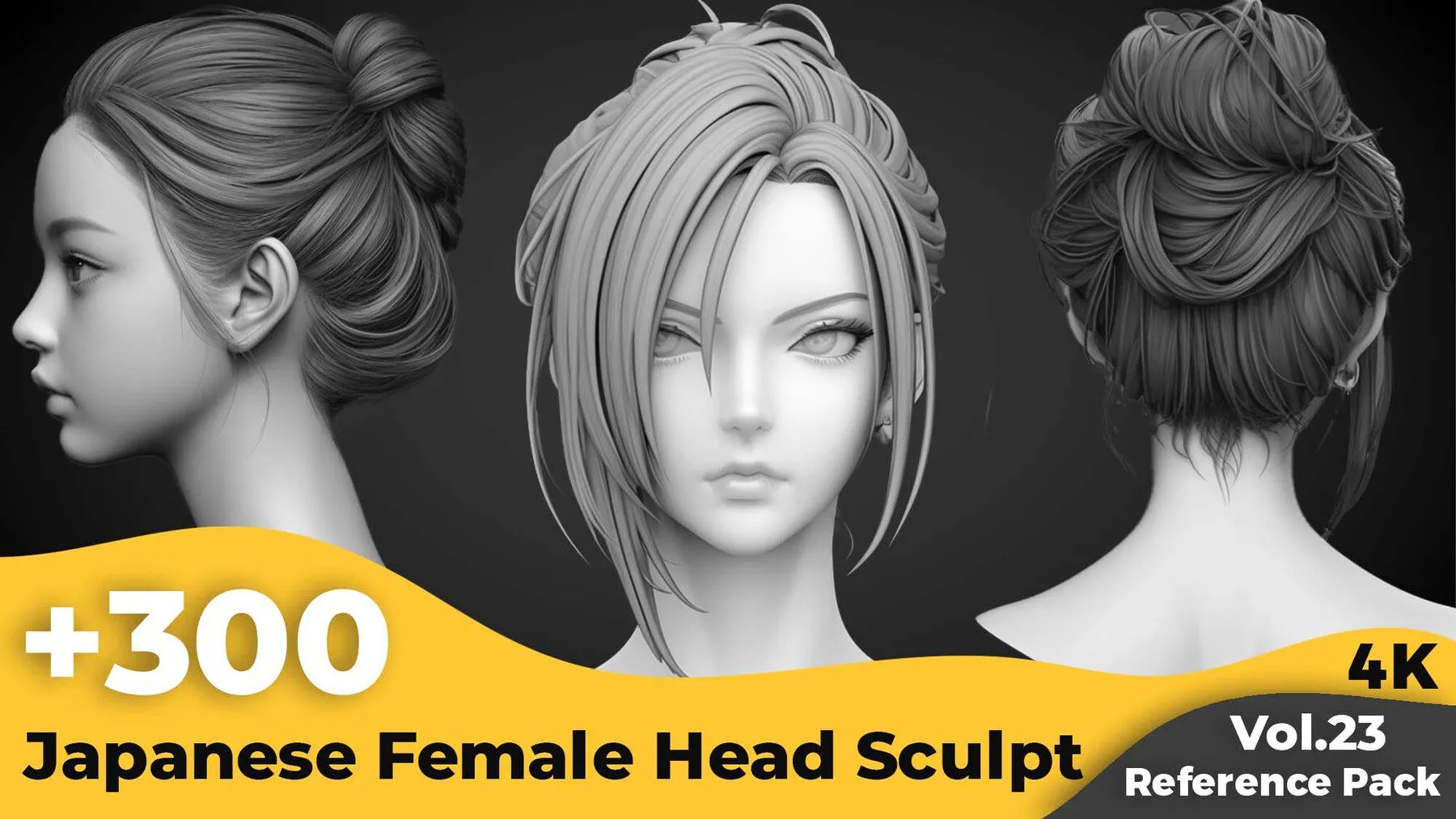 Tika Art | +300 Japanese Female Head Sculpt Reference Images(4k)