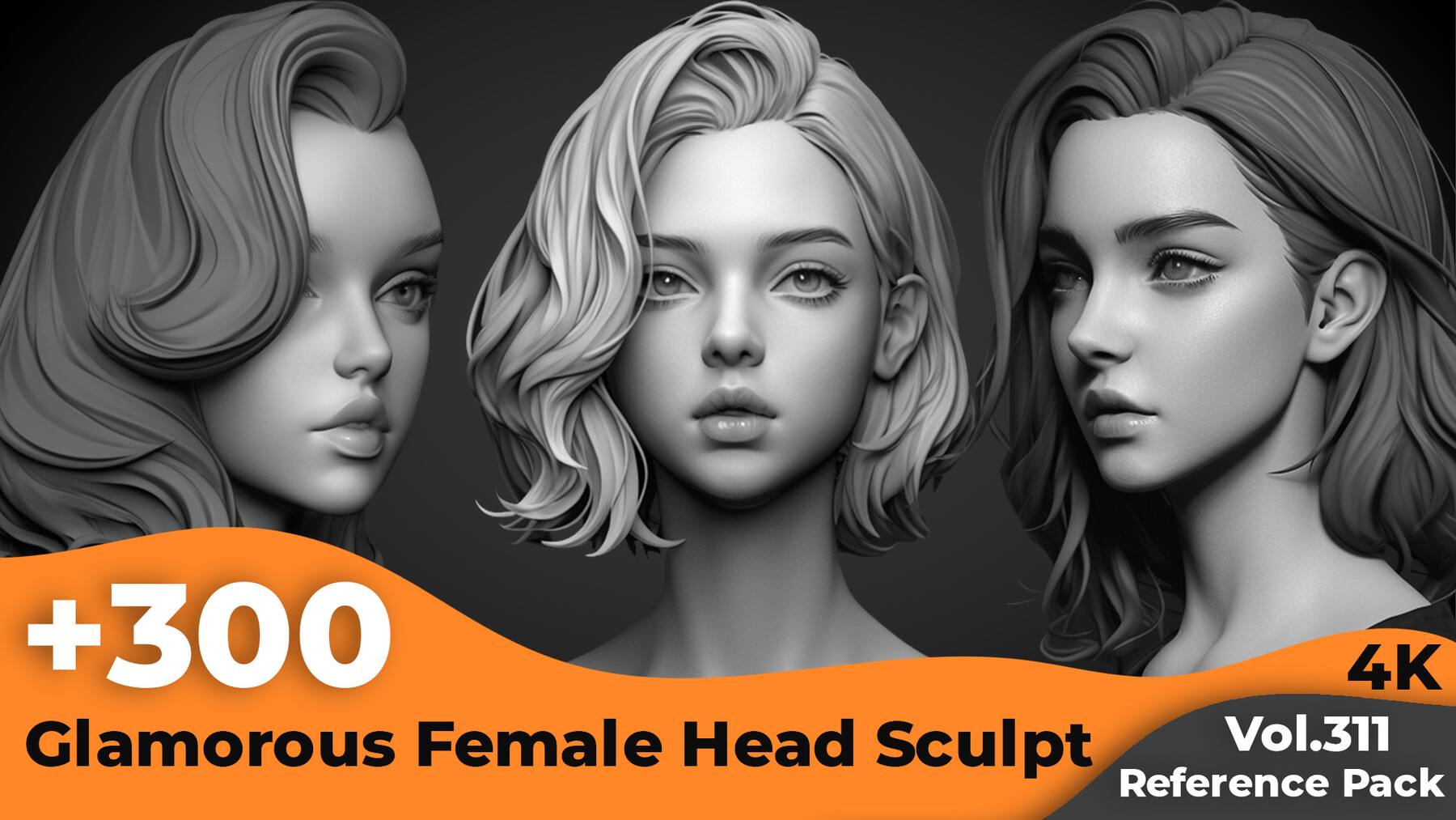 Tika Art | +300 Glamorous Female Head Sculpt Reference Images(4k)