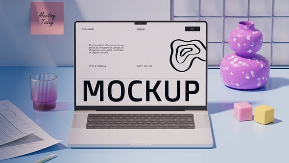 Videohive Laptop Mockup Office Desk 56109639