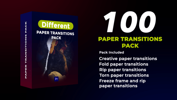 Videohive 100 Paper Transitions Pack | MOGRT 56489875