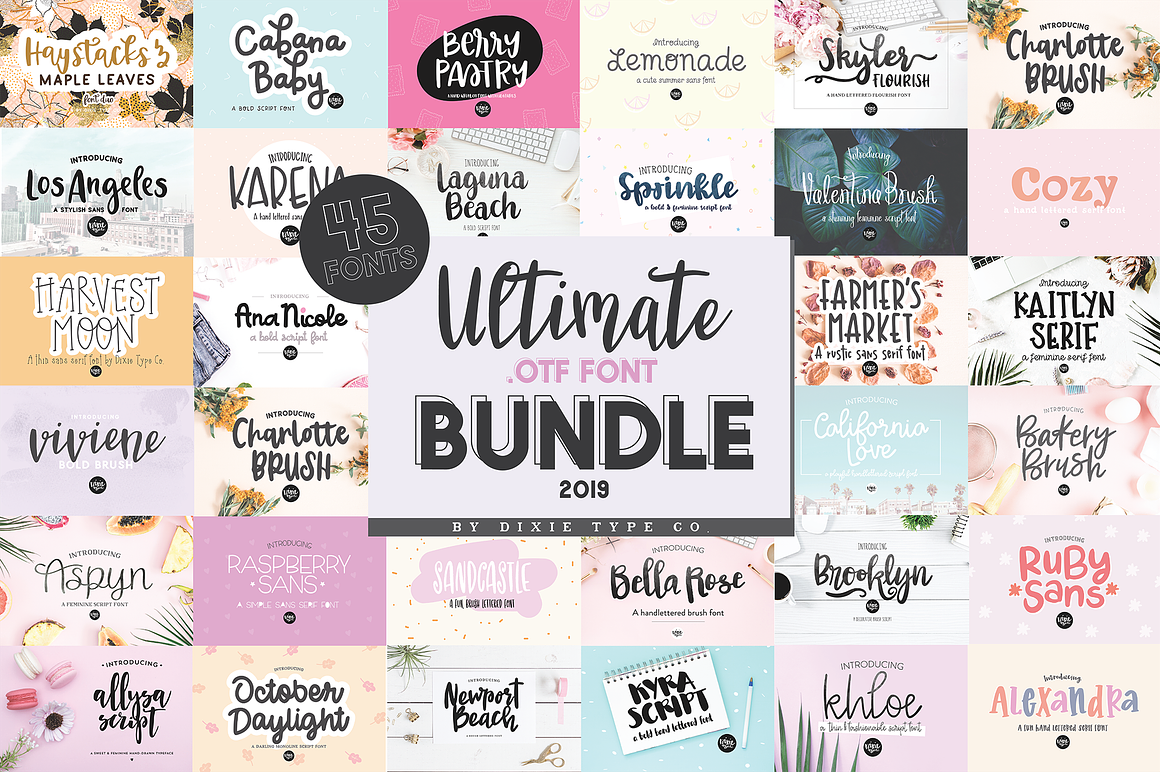 ULTIMATE .OTF FONT BUNDLE - 45 FONTS