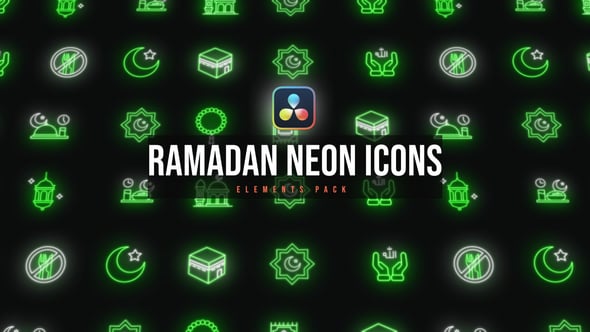 Videohive Ramadan Neon Icons 56975523