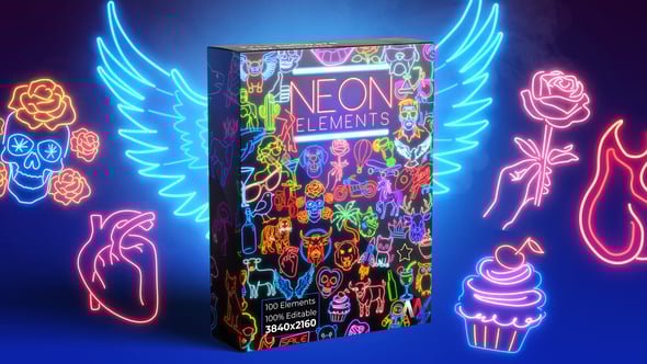 Videohive 100 Neon Elements | V2 47613425
