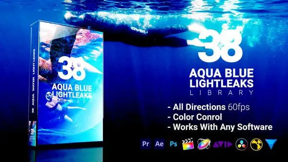 Videohive 3D Light Leaks - Aqua Water Blue 57034571