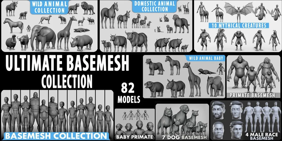 Ultimate Basemesh Collection - Topology + Uv Map