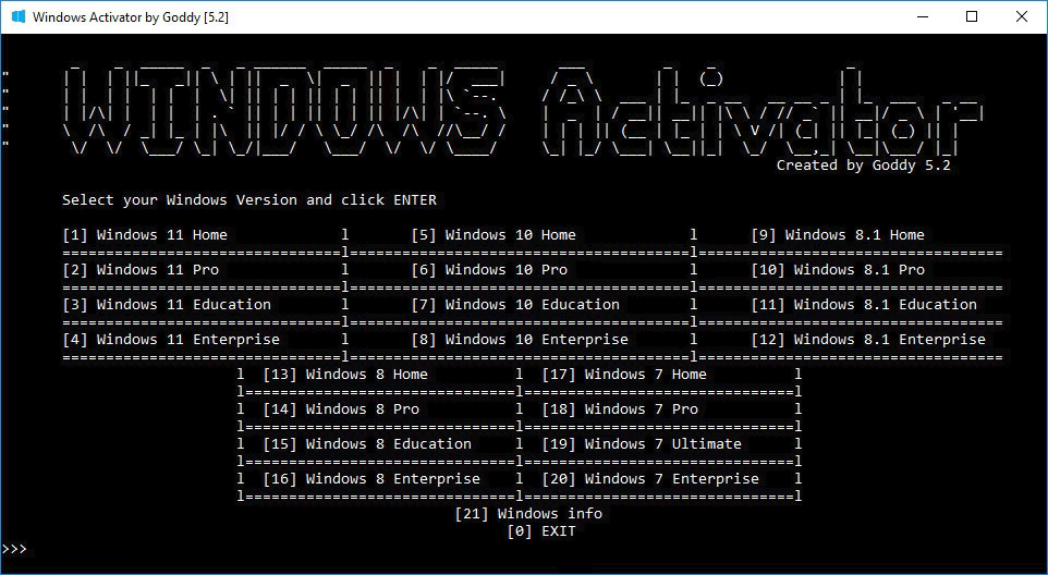 Windows Activator by Goddy 5.3