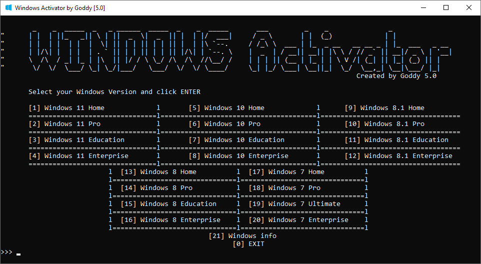 Windows Activator by Goddy v5.4