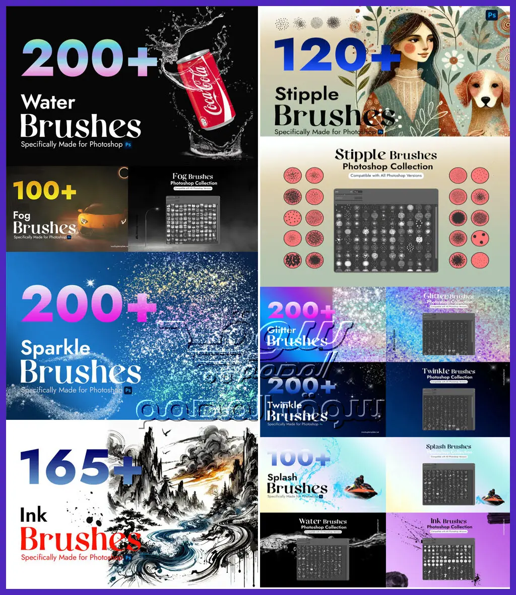 حزمة 1300+ فرشاة لبرنامج فوتوشوب