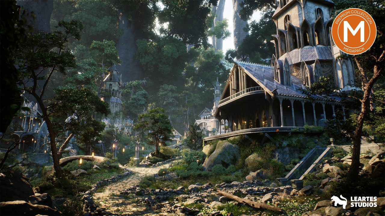Unreal Engine Elvish / Elven City in Forest Environment Megapack