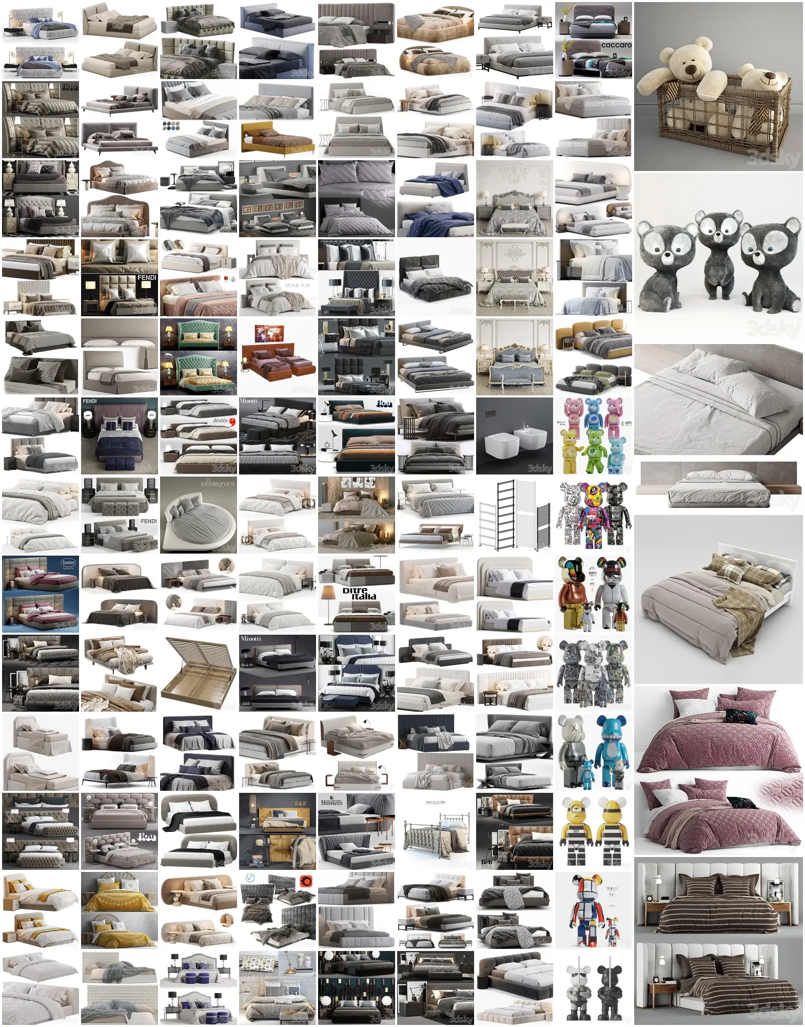 3dsky - Beds, Toilet and Bidet, Towel Rail, and Toy