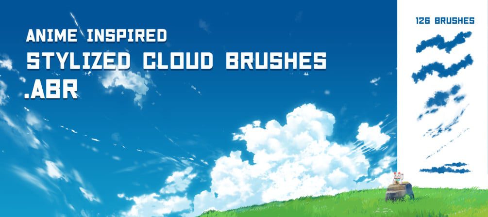 Anime/Ghibli inspired cloud brushes for Photoshop