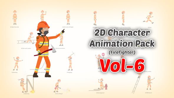 Videohive - 2D character Animation Pack Vol 6 (firefighter) 59721013