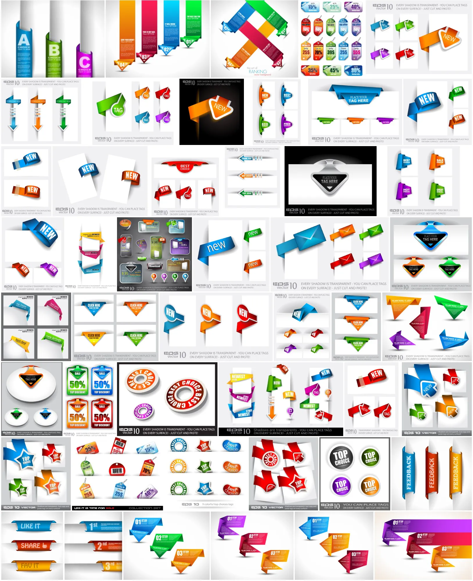 50 بطاقة ويب عصرية بأسلوب Paper Tag