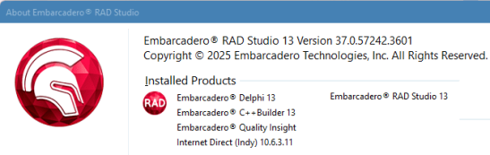 Embarcadero RAD Studio 13.0 Florence Architect Version 37.0.57242.3601