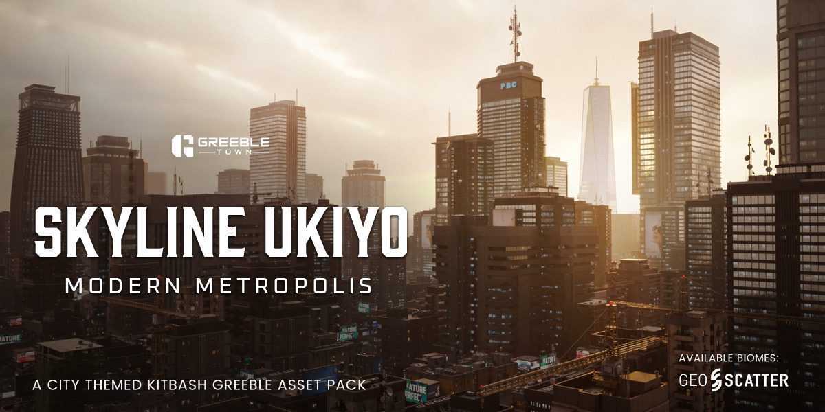 Skyline Ukiyo Modern Metropolis - Modern Cities Kitbash Greeble Assets