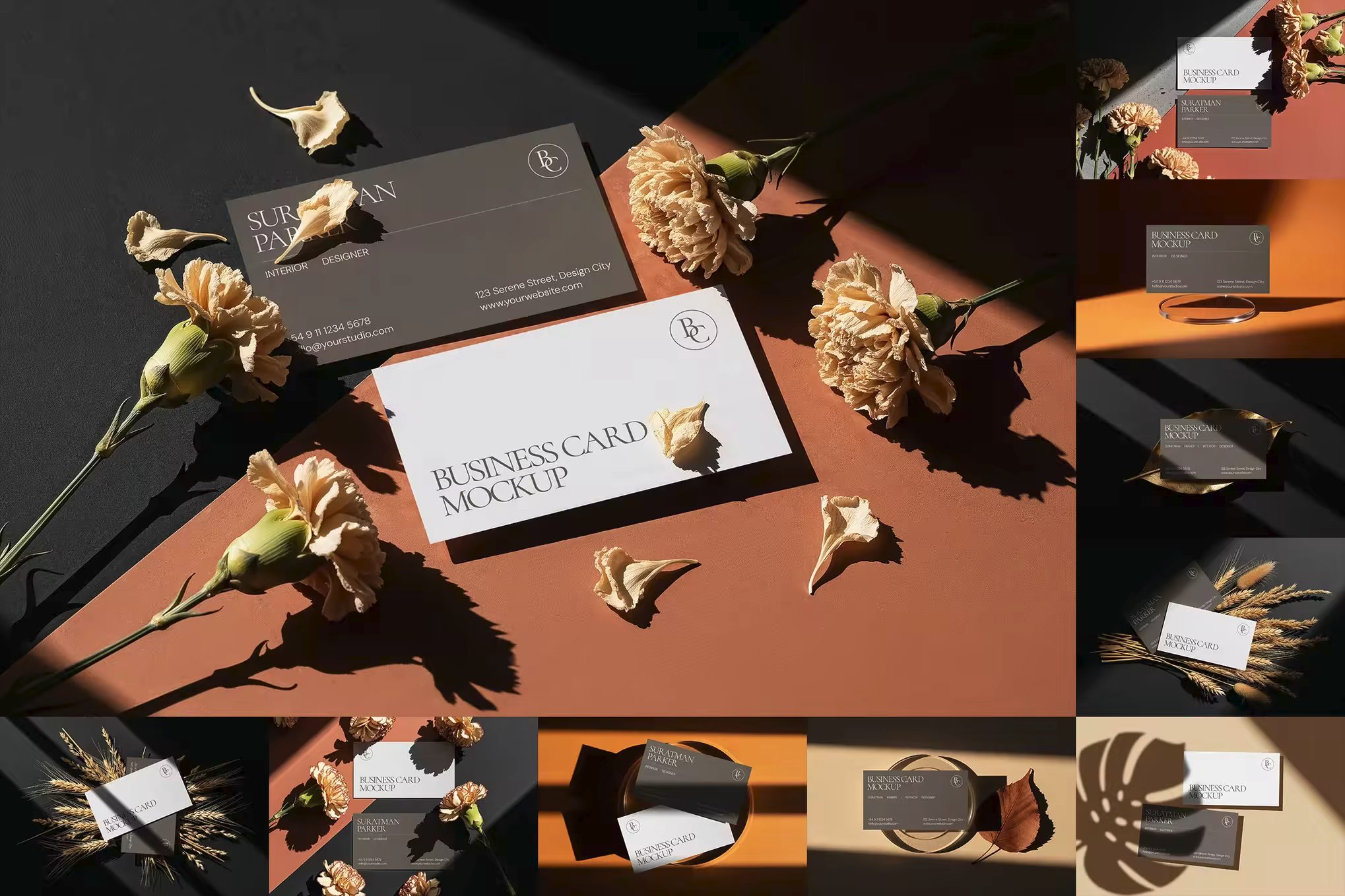 تحميل Business Card Mockup - Natural Aesthetic | قالب عرض بطاقات عمل واقعي وجذاب