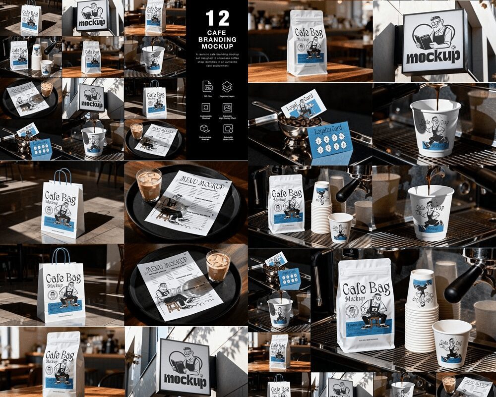 تحميل Cafe Branding Mockup: نماذج هوية بصرية احترافية للمقاهي والمطاعم