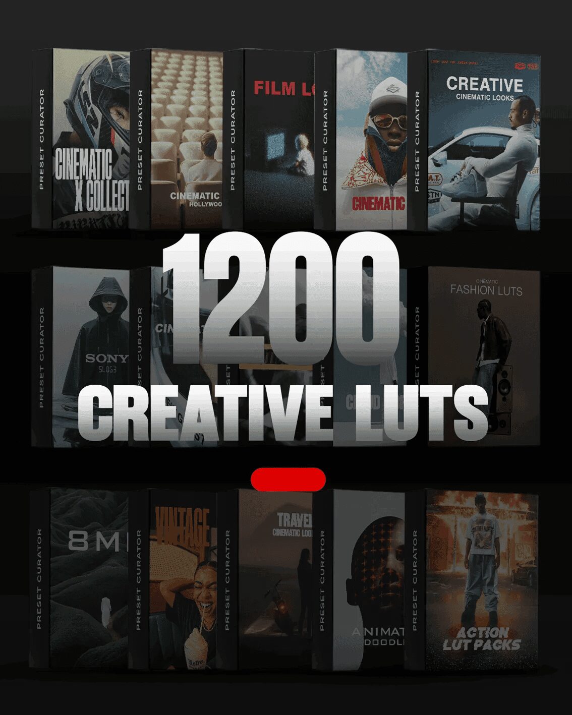 تحميل حزمة Presetcurator Master Bundle | أكثر من 1200 لوك سينمائي (LUTs) للمونتاج الاحترافي