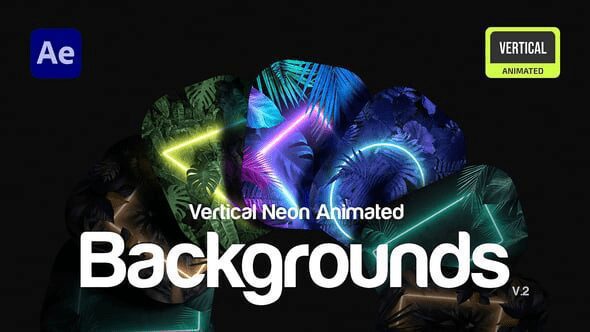 Videohive - Vertical Neon Tropical Backgrounds. Vol. 2 61237555