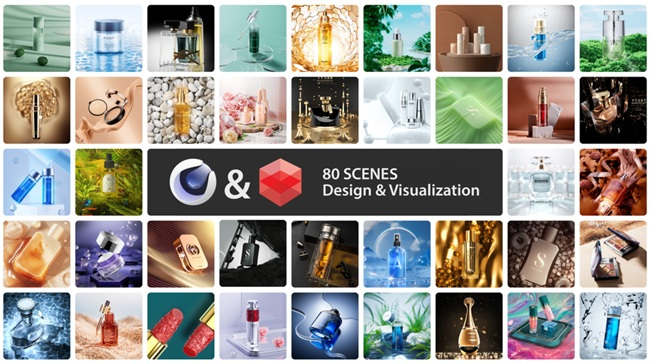 تحميل حزمة 81 مشهد منتجات تجميل جاهزة للرندر (Redshift + C4D 2025) | أقوى مكتبة للمصممين